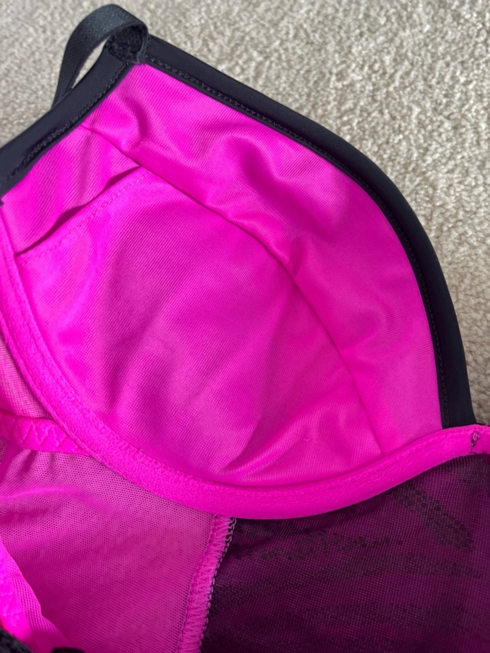 La Senza Hot Pink & Black Mesh Bustier Corset with Garters and Removable Padding - Picture 8 of 11